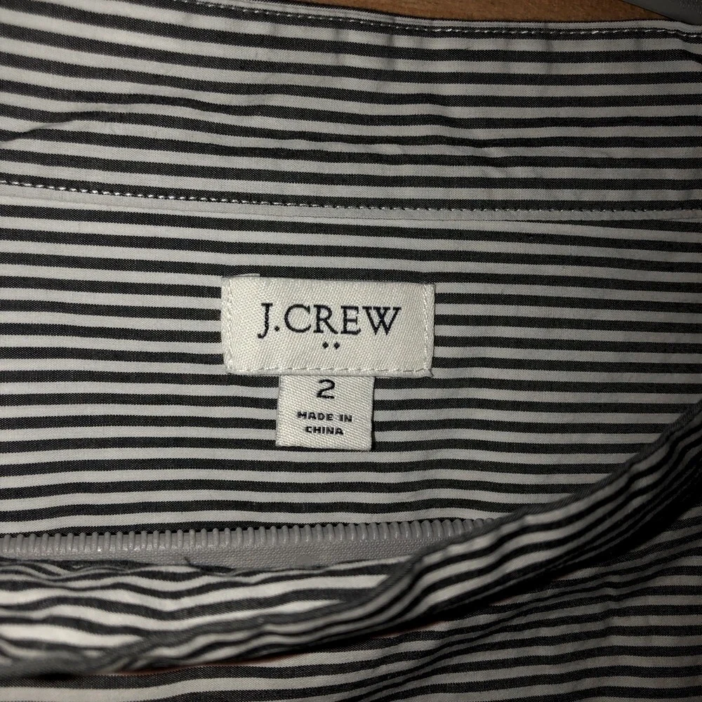J.Crew striped hi lo blouse size 2 White and blue chambray stripes 100% cotton